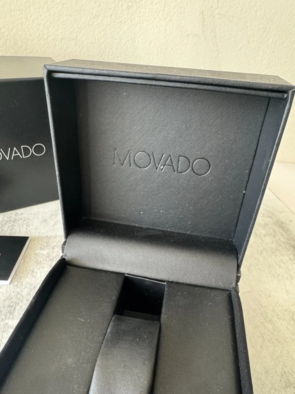 Genuine MOVADO Black Watch Presentation Box With Case, UNISEX without Watches!